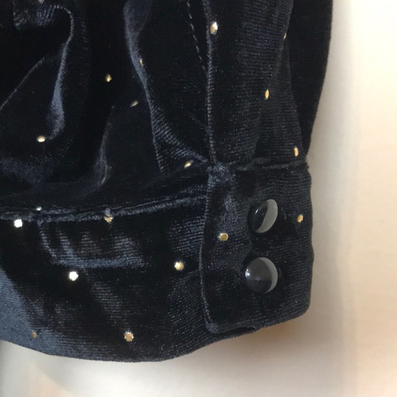 Nanette Lepore Women’s Black Velvet Gold-Colored Metallic Dot Puff Sleeve Blouse - Picture 5 of 10